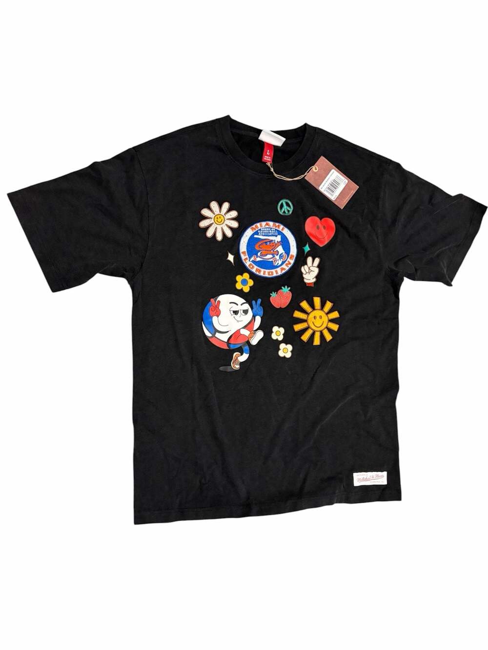 Mitchell & Ness Miami Floridians ABA Peace & Love Graphic T-Shirt Size L